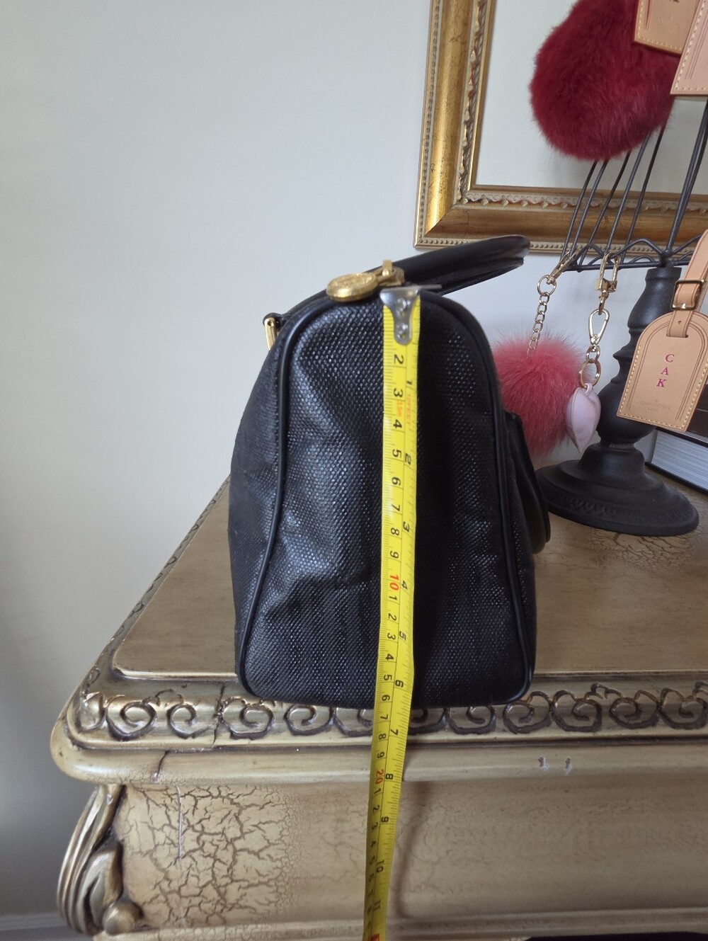 Fendi Black Structured Top-Handle Satchel with Gold Hardware - Picture 16 of 16